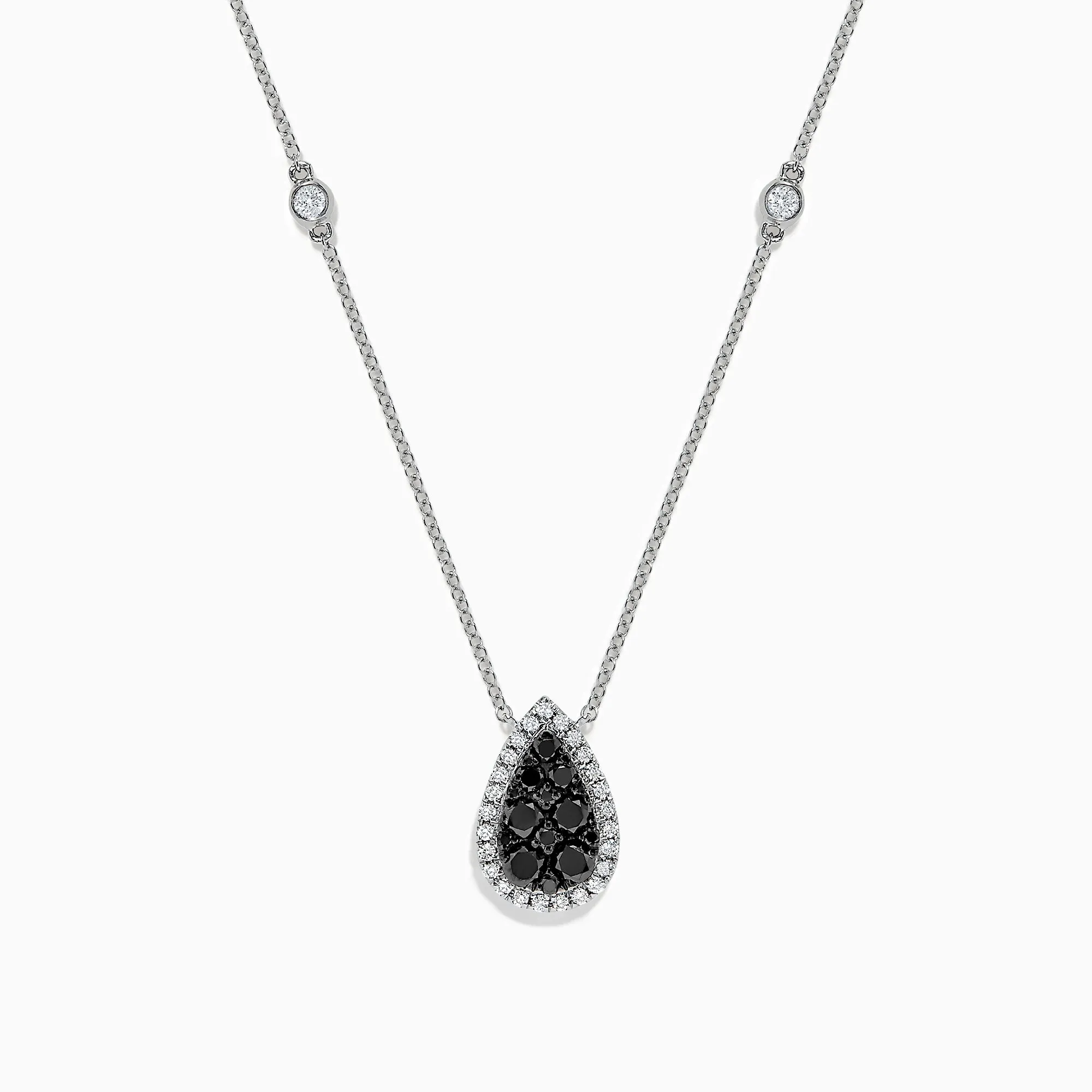 14K White Gold Black and White Diamond Pear Shaped Necklace, 1.09 TCW sold by Effy