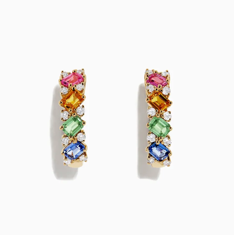 Watercolors 14K Gold Multi Sapphire and Diamond Earrings, 2.48 TCW sold by Effy