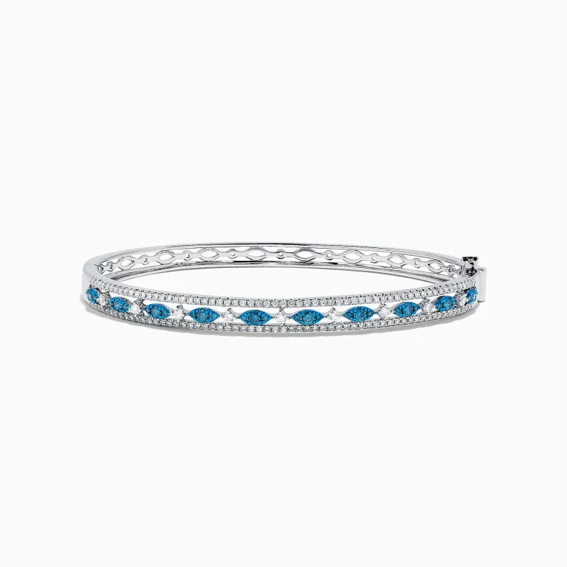Bella Bleu 14K White Gold Blue and White Diamond Bangle, 1.27 TCW sold by Effy