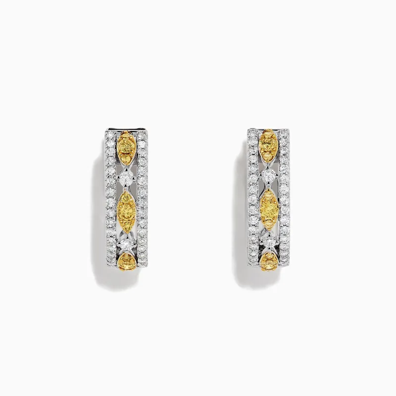 Canare 14K White Gold 5/8"Yellow Diamond Hoop Earrings, 0.67 TCW sold by Effy