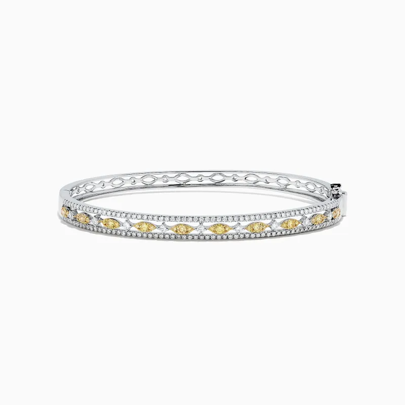 Canare 14K White Gold Yellow and White Diamond Bangle, 1.27 TCW sold by Effy
