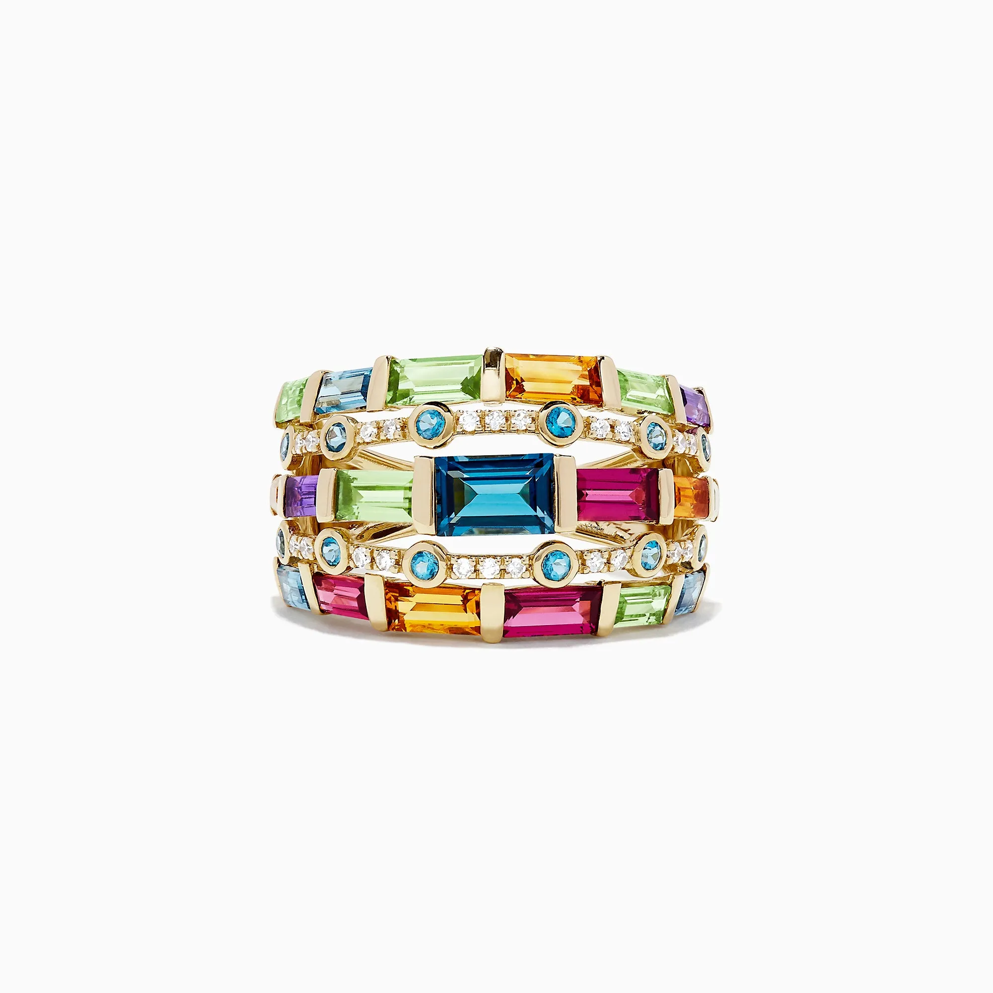 Mosaic 14K Yellow Gold Multi Gemstone and Diamond Ring, 3.90 TCW sold by Effy