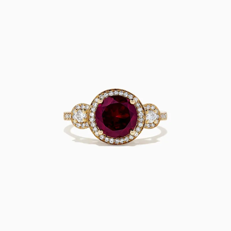 Bordeaux 14K Yellow Gold Rhodolite Garnet and Diamond Ring, 2.14 TCW sold by Effy