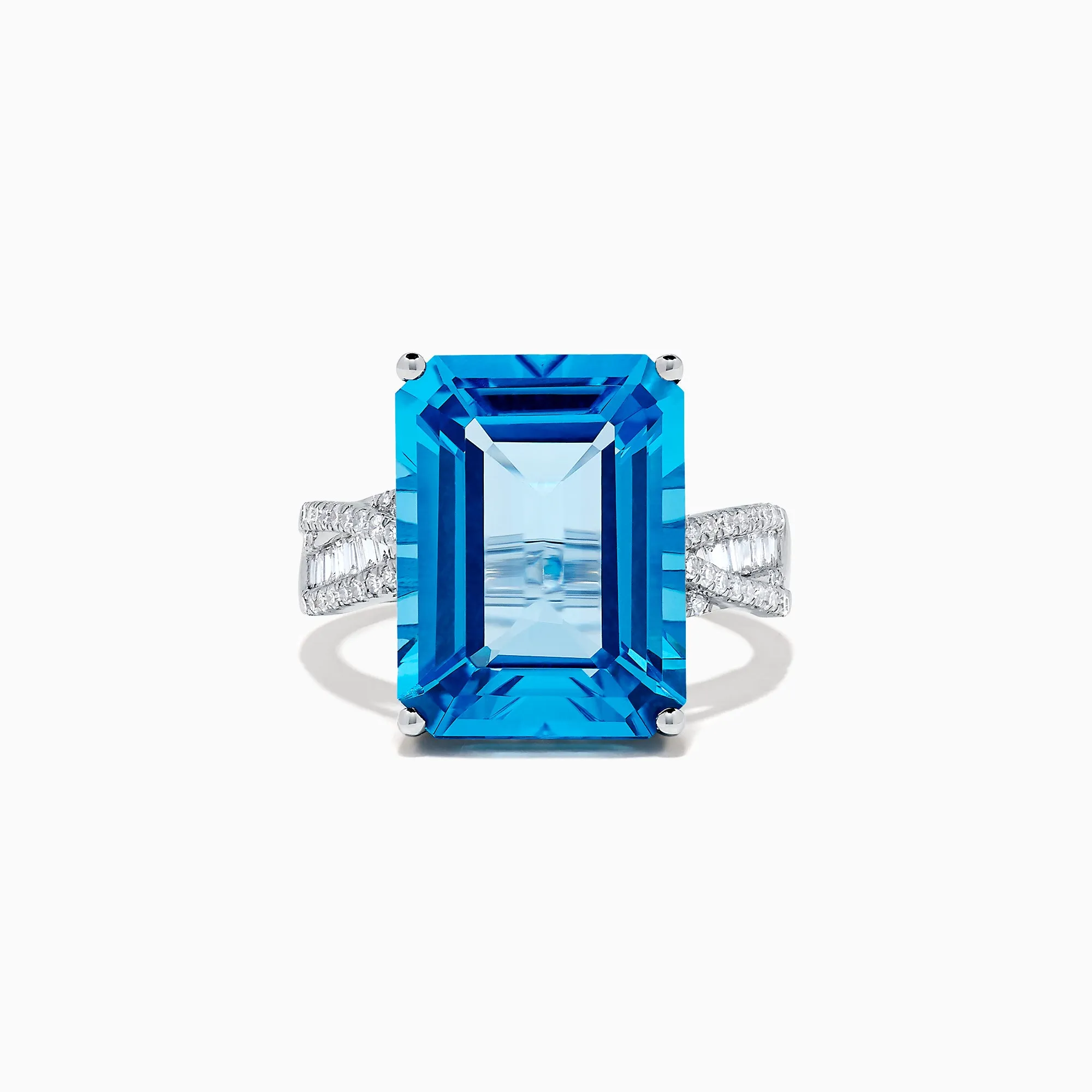 Ocean Bleu 14K White Gold Blue Topaz and Diamond Ring, 13.65 TCW sold by Effy