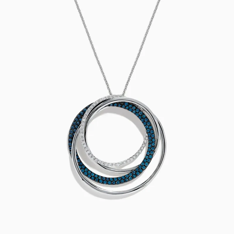 Bella Bleu 14K White Gold Blue and White Diamond Pendant, 0.98 TCW sold by Effy