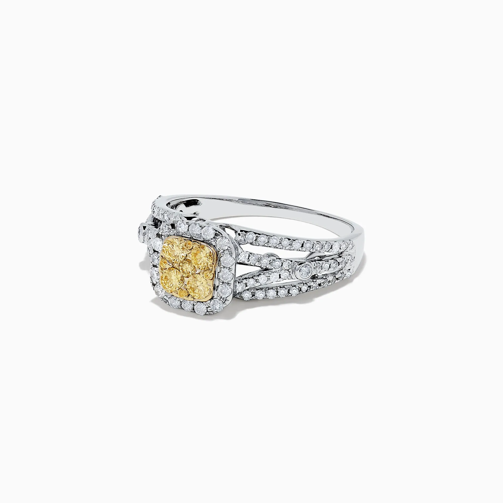 Canare 14K Two Tone Gold Cushion Shaped Cluster Yellow Diamond Ring, 0.72 TCW sold by Effy product image thumbnail 2
