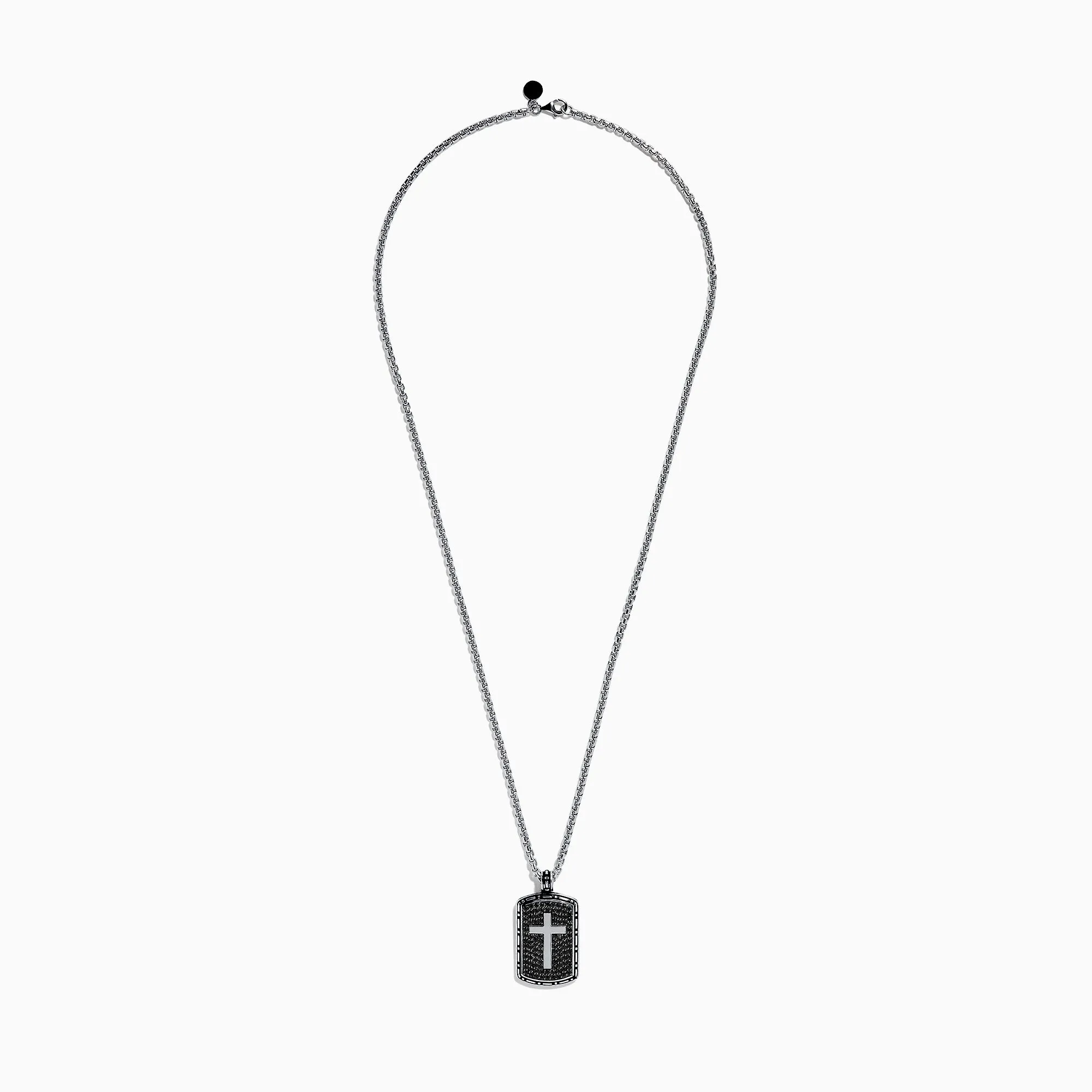 Men's Sterling Silver Black Sapphire Cross Dog Tag Pendant, 1.87 TCW sold by Effy product image thumbnail 2