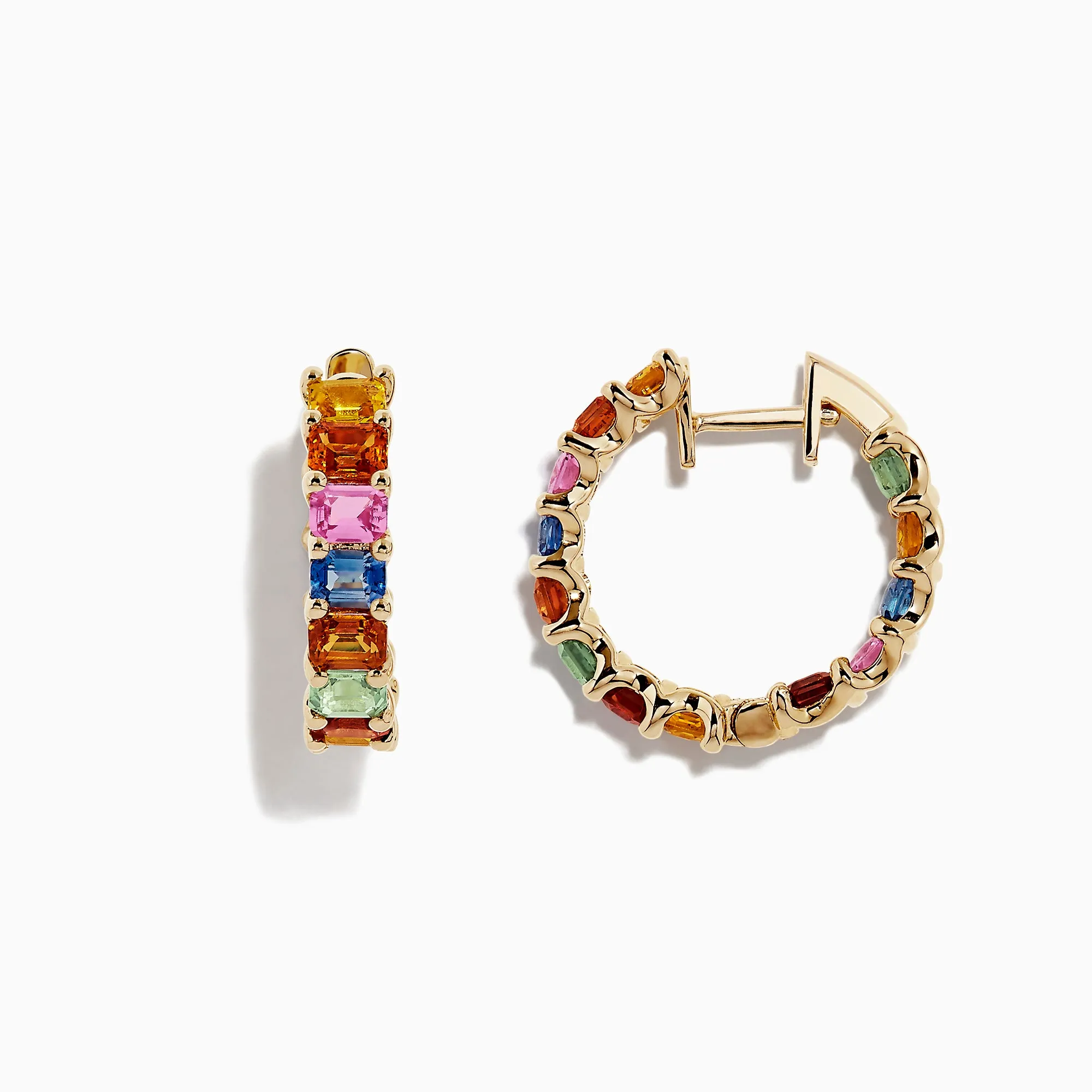 Watercolors 14K Yellow Gold Multi Sapphire Hoop Earrings, 6.42 TCW sold by Effy product image thumbnail 2