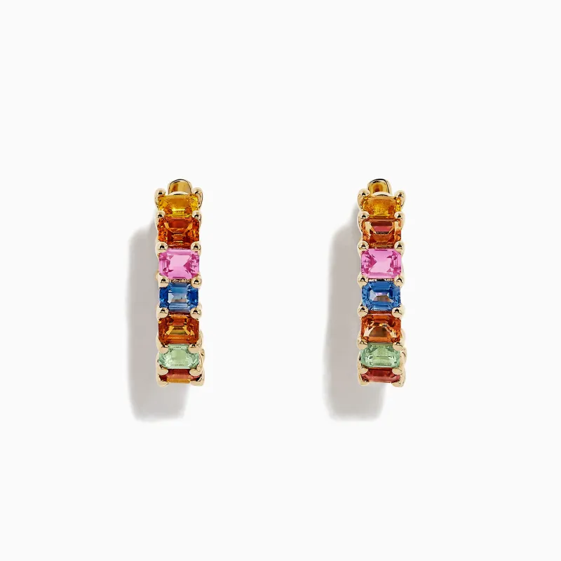 Watercolors 14K Yellow Gold Multi Sapphire Hoop Earrings, 6.42 TCW sold by Effy
