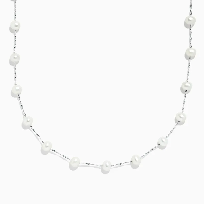 14K White Gold Cultured Fresh Water Pearl Necklace sold by Effy