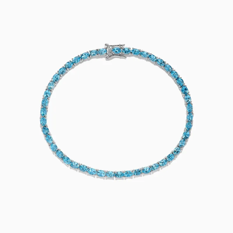 925 Sterling Silver Blue Topaz Tennis Bracelet, 9.55 TCW sold by Effy