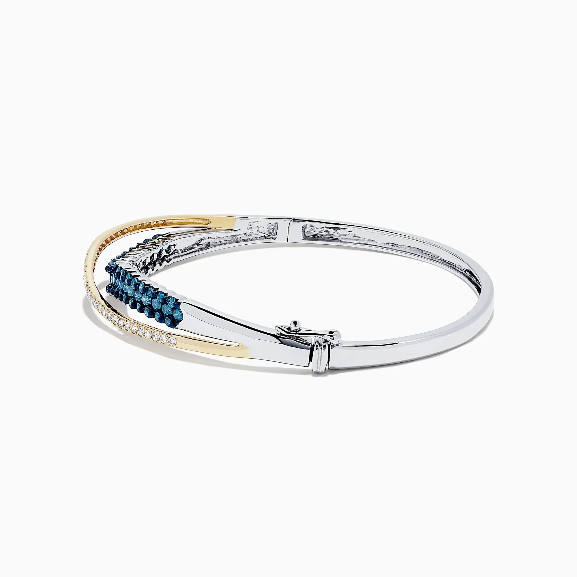 14K Two Tone Gold Blue and White Diamond Crossover Bangle, 2.00 TCW sold by Effy product image thumbnail 2