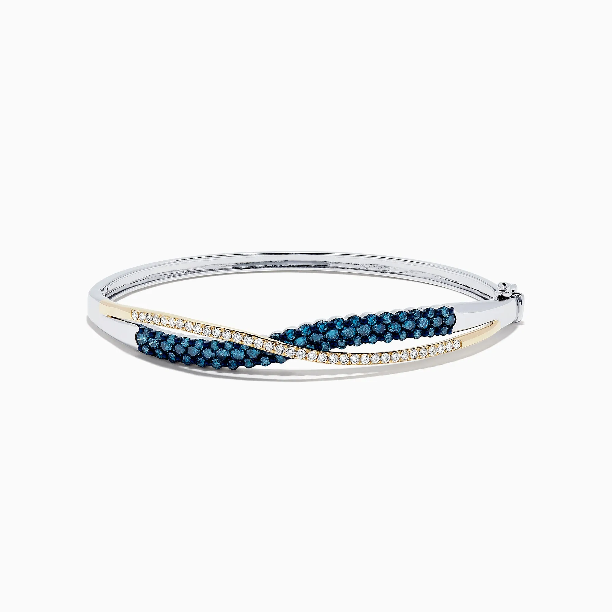14K Two Tone Gold Blue and White Diamond Crossover Bangle, 2.00 TCW sold by Effy