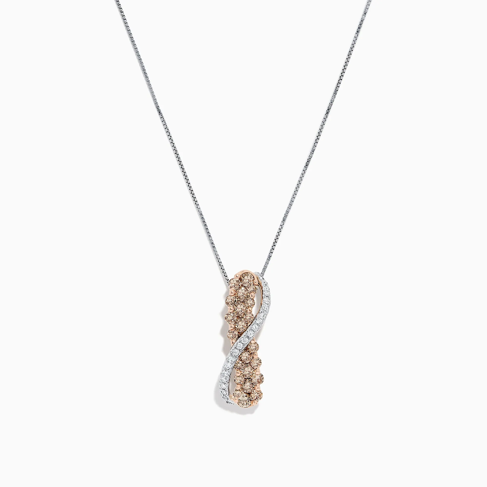14K Two Tone Gold Brown and White Diamond Crossover Pendant, 1.00 TCW sold by Effy