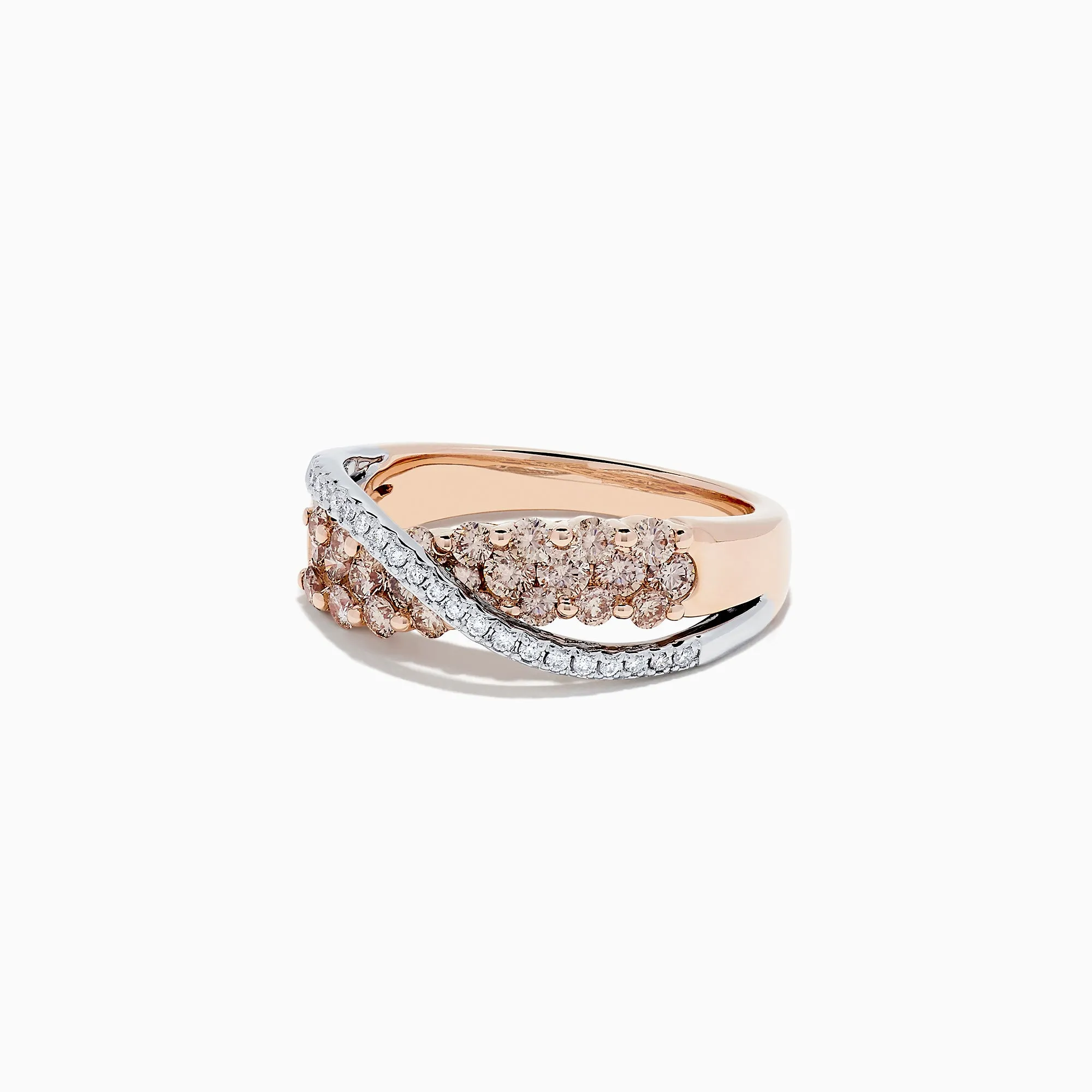 14K Two Tone Gold Brown and White Diamond Crossover Ring, 1.00 TCW sold by Effy product image thumbnail 2