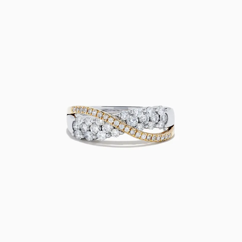 14K White and Yellow Gold Diamond Crossover Ring, 1.00 TCW sold by Effy