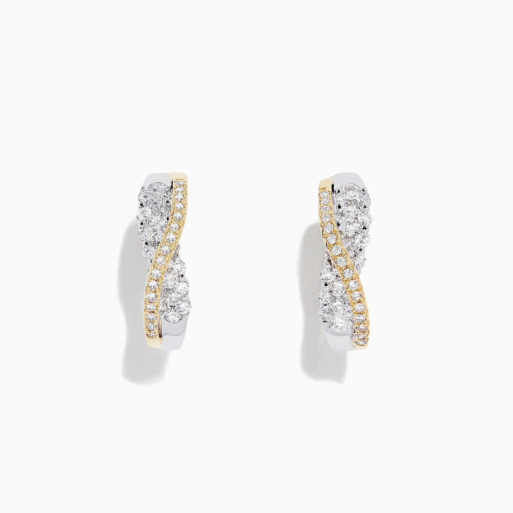 14K White and Yellow Gold 3/4" Diamond Crossover Hoop Earrings, 1.00 TCW sold by Effy