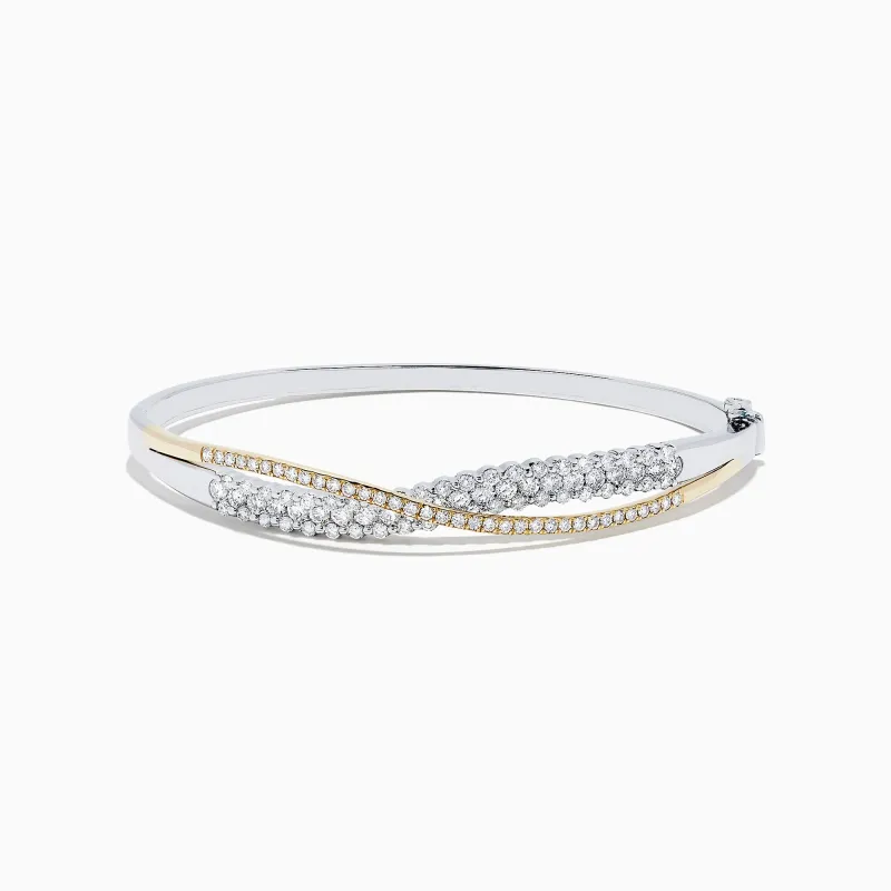 14K White and Yellow Gold Diamond Crossover Bangle, 2.00 TCW sold by Effy