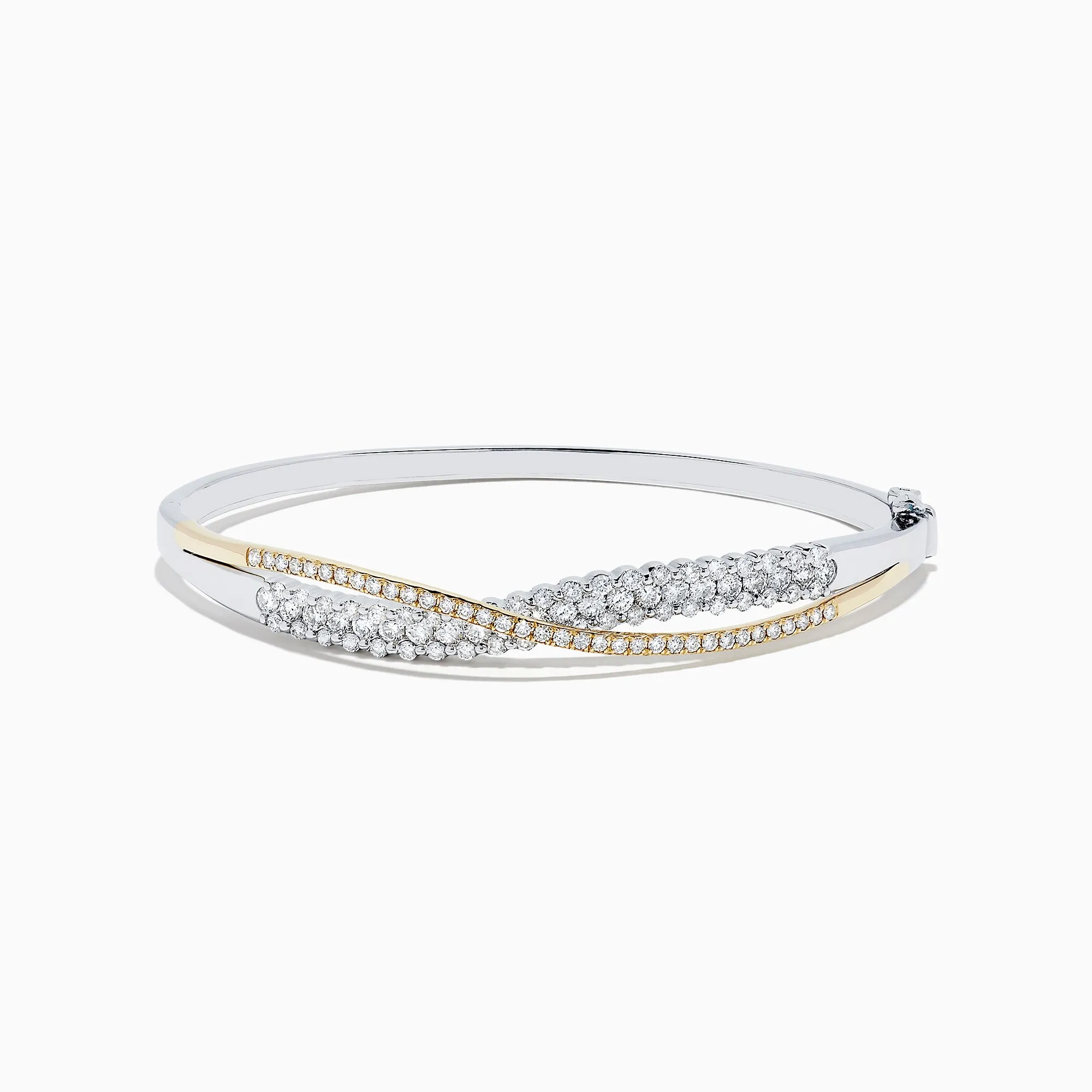 14K White and Yellow Gold Diamond Crossover Bangle, 2.00 TCW sold by Effy