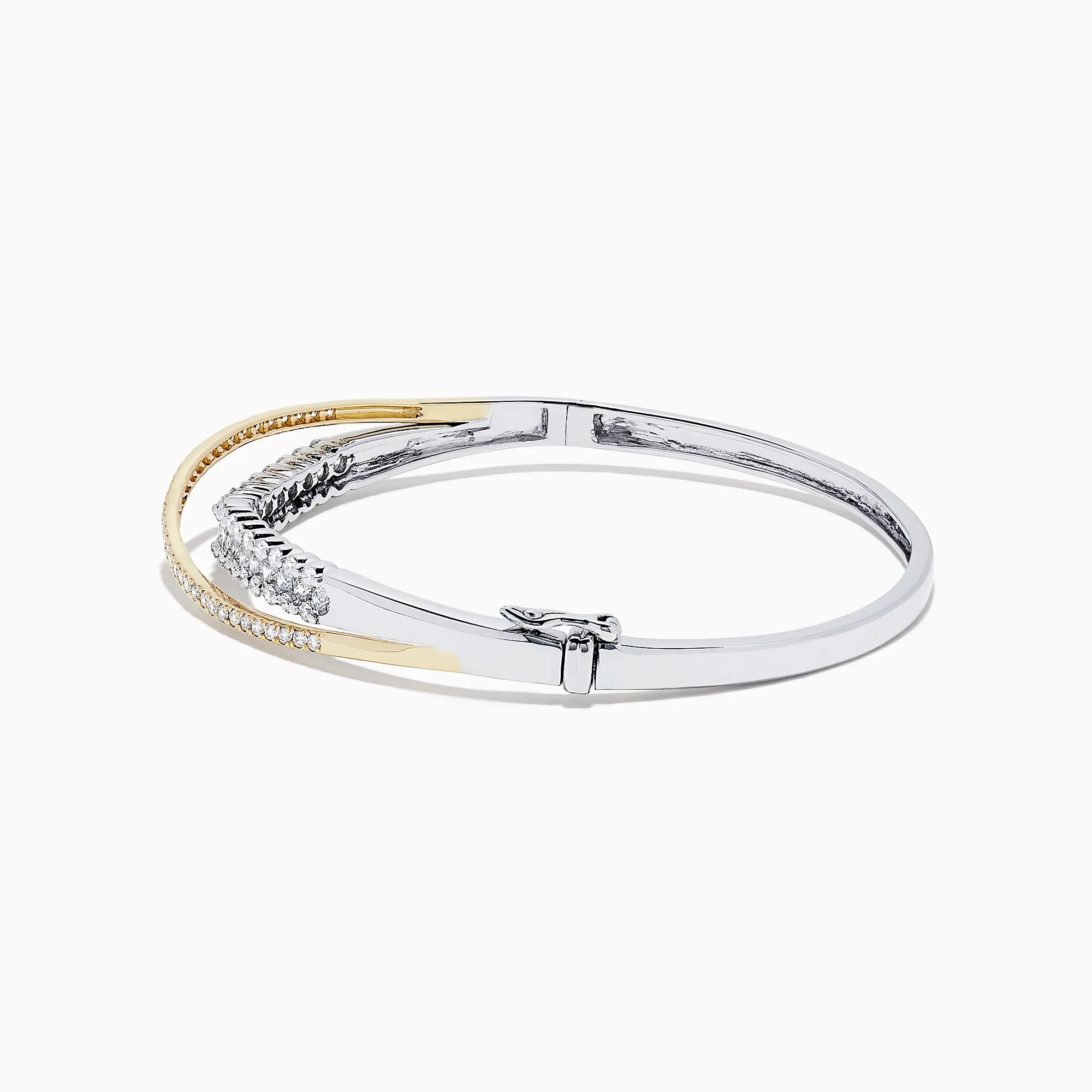 14K White and Yellow Gold Diamond Crossover Bangle, 2.00 TCW sold by Effy product image thumbnail 2