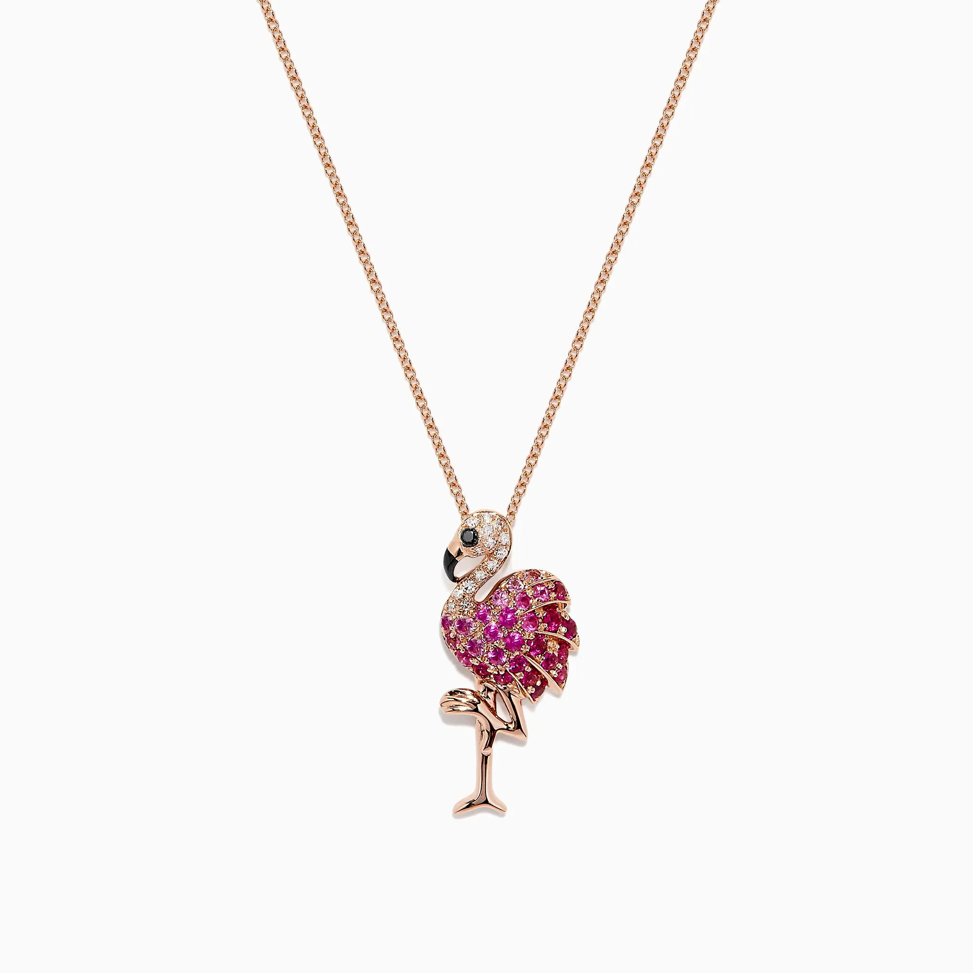 Safari 14K Rose Gold Ruby and Diamond Flamingo Pendant, 0.64 TCW sold by Effy