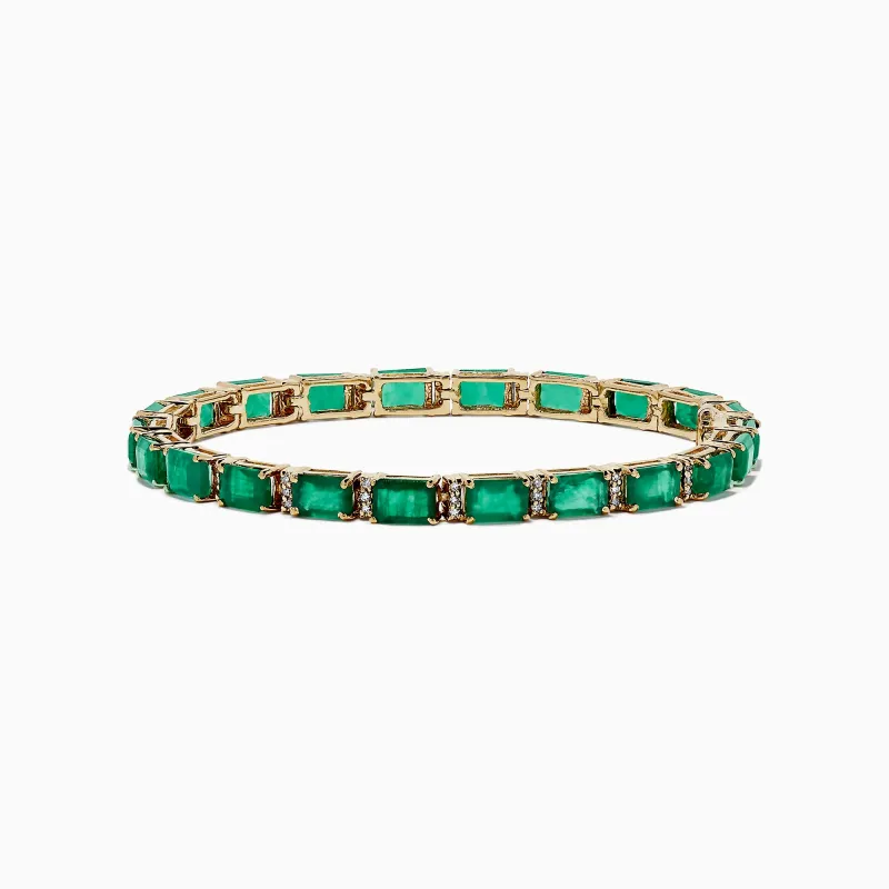 Brasilica 14K Yellow Gold Emerald & Diamond Tennis Bracelet, 11.76 TCW sold by Effy
