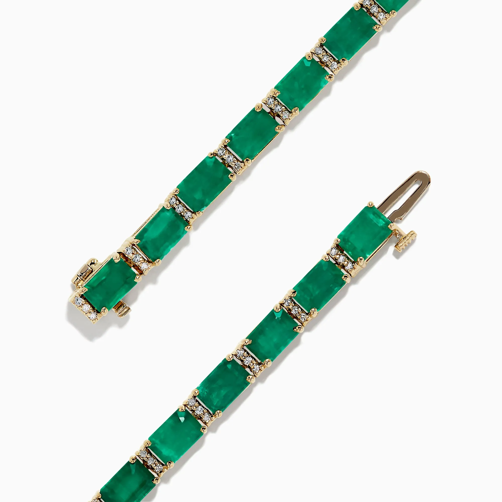 Brasilica 14K Yellow Gold Emerald & Diamond Tennis Bracelet, 11.76 TCW sold by Effy product image thumbnail 2