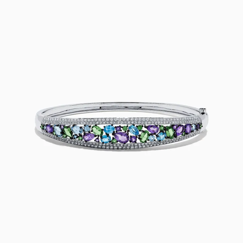 Watercolors 14K White Gold Multi Sapphire and Diamond Bangle, 6.25 TCW sold by Effy
