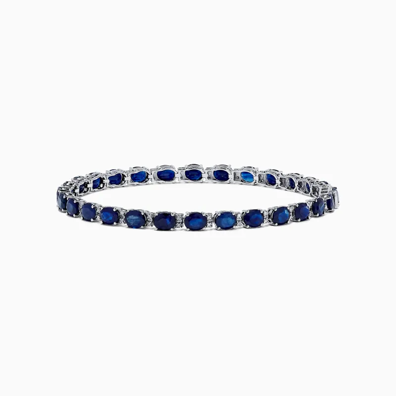 Royale Bleu 14K Gold Sapphire & Diamond Tennis Bracelet, 12.21 TCW sold by Effy