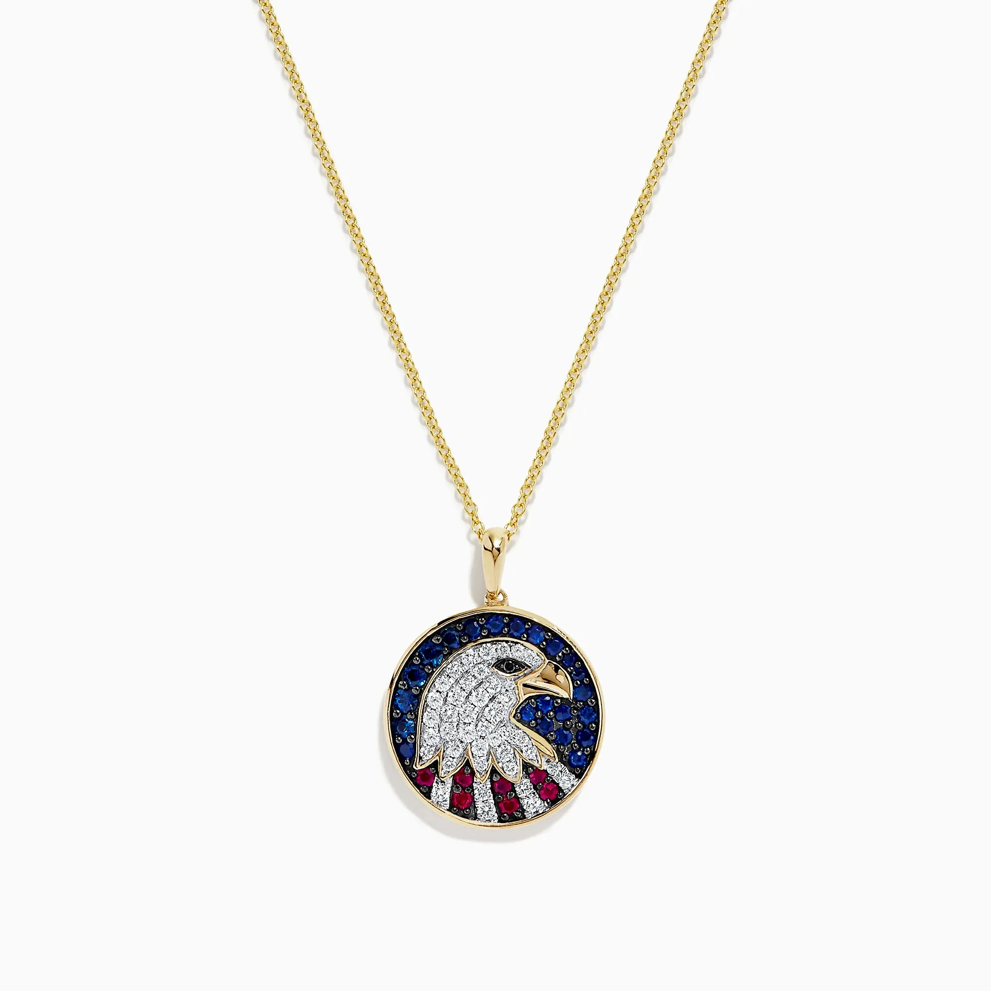 Novelty 14K Gold Ruby, Sapphire & Diamond Eagle Head Pendant, 1.06 TCW sold by Effy