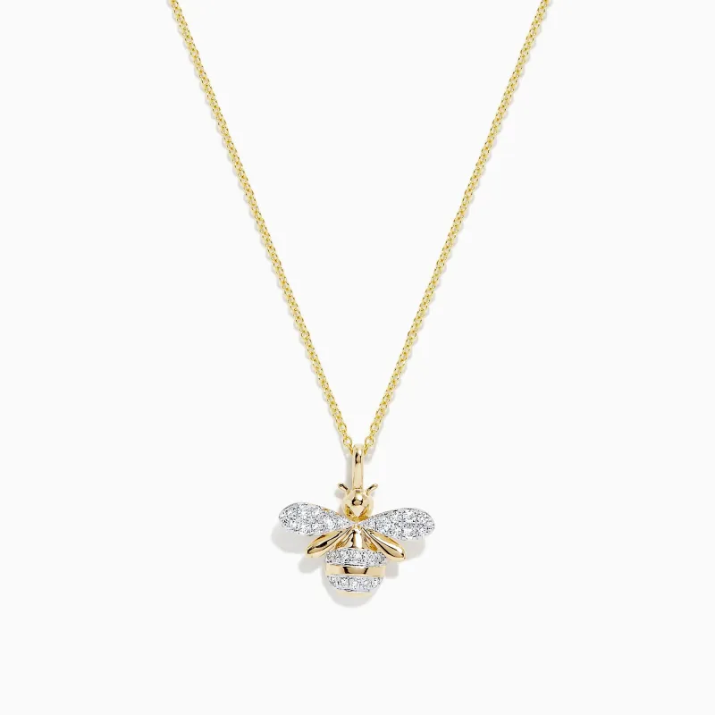 Novelty 14K Yellow Gold Diamond Bee Pendant, 0.26 TCW sold by Effy