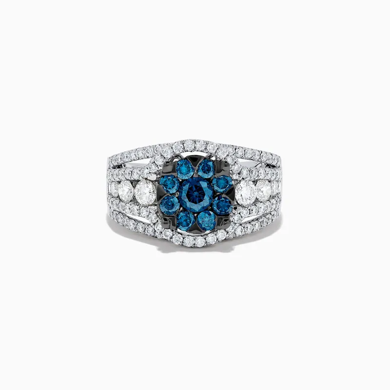 Bella Bleu 14K White Gold Blue and White Diamond Ring, 2.16 TCW sold by Effy