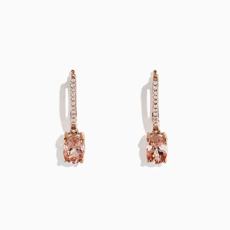 Blush 14K Rose Gold Morganite and Diamond Earrings, 1.49 TCW sold by Effy