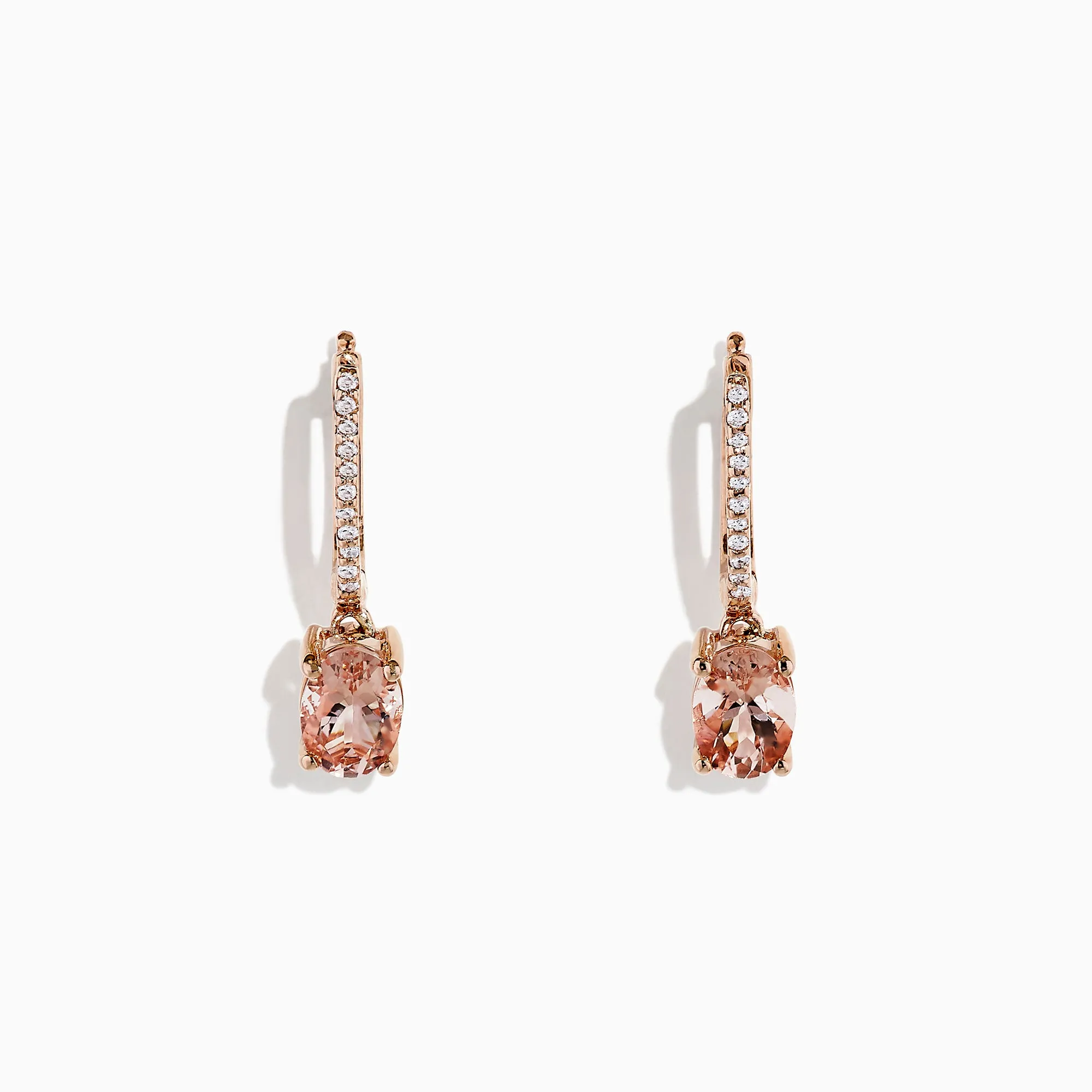 Blush 14K Rose Gold Morganite and Diamond Earrings, 1.49 TCW sold by Effy