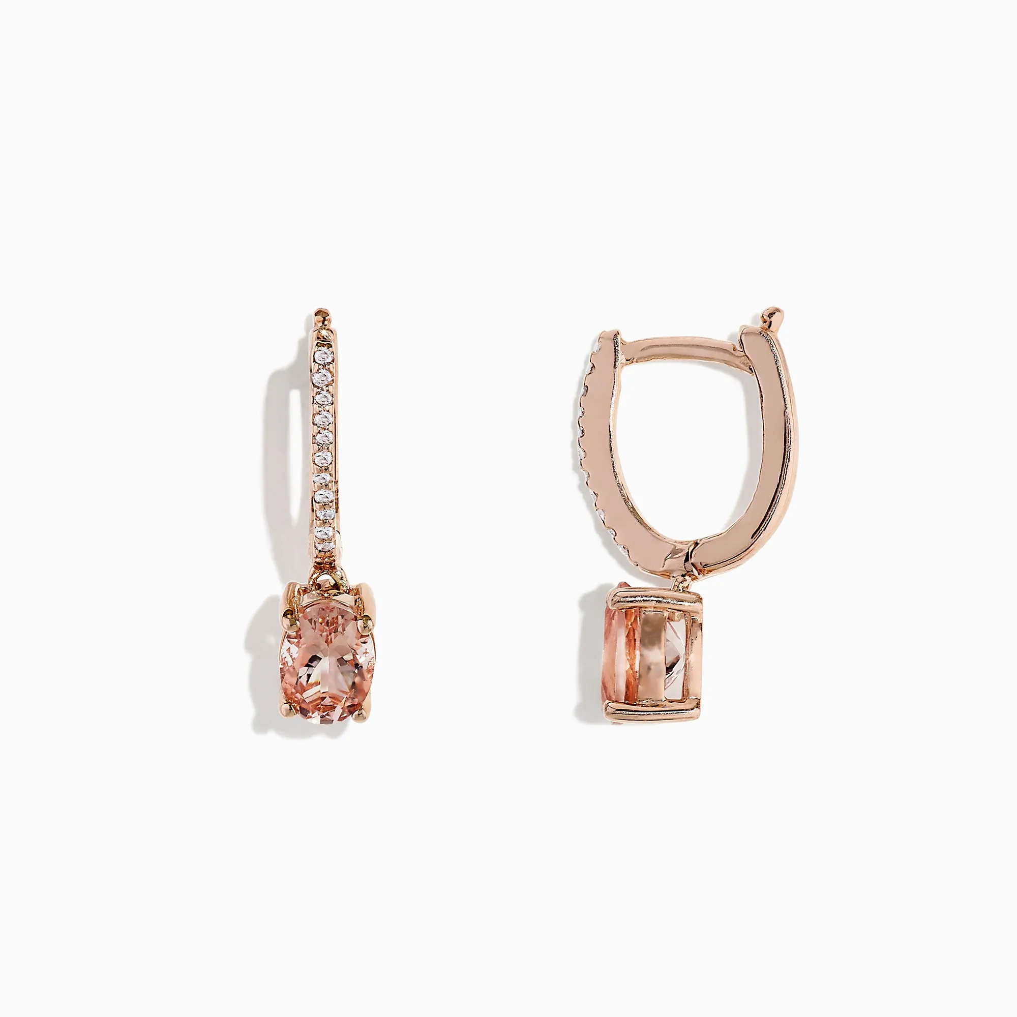 Blush 14K Rose Gold Morganite and Diamond Earrings, 1.49 TCW sold by Effy product image thumbnail 2