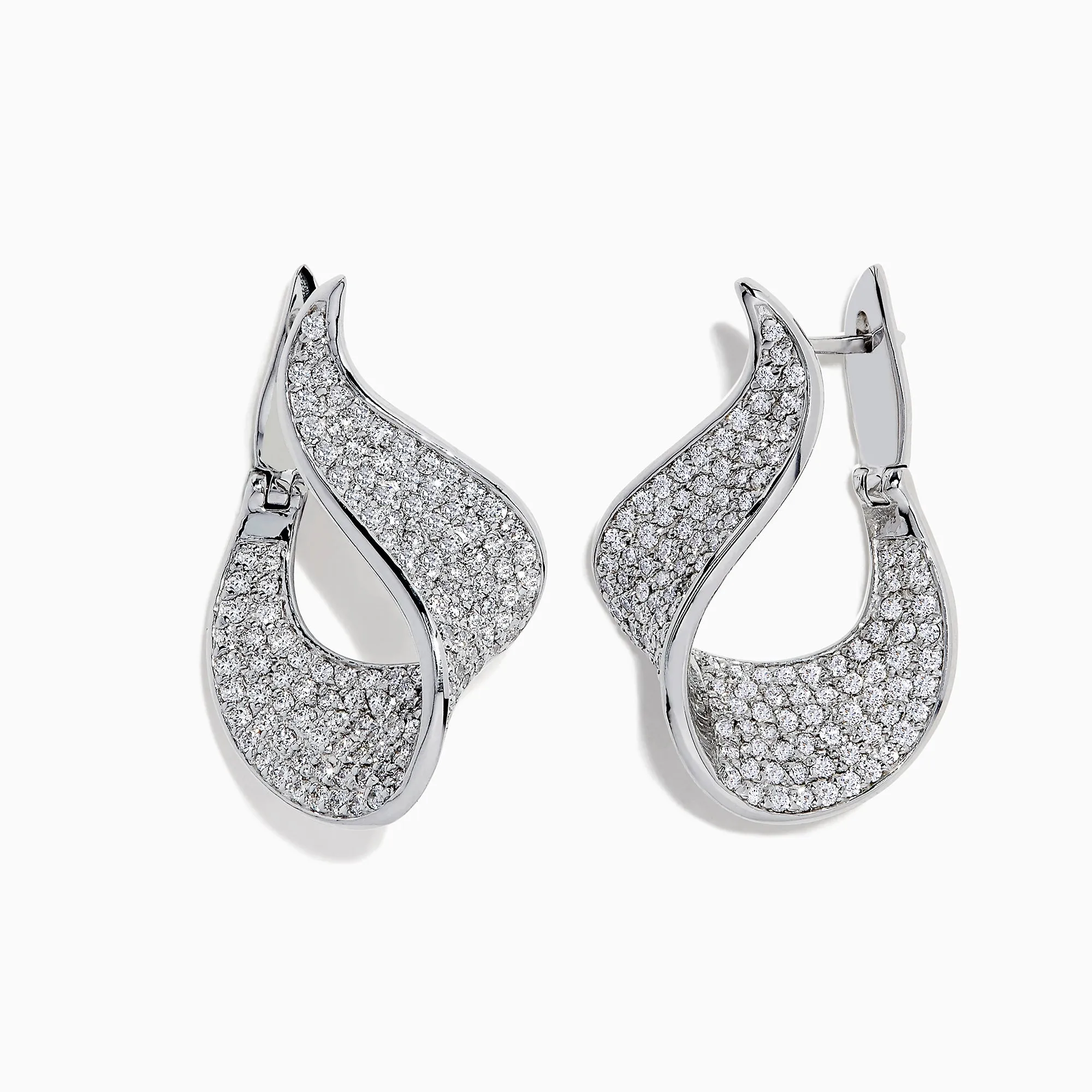 Pave Classica 14 Karat White Gold Diamond Earrings, 2.25 TCW sold by Effy product image thumbnail 2