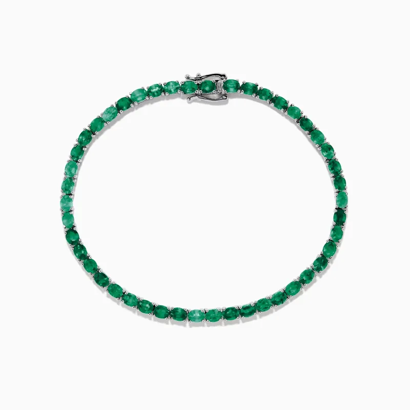925 Sterling Silver Emerald Tennis Bracelet, 6.99 TCW sold by Effy