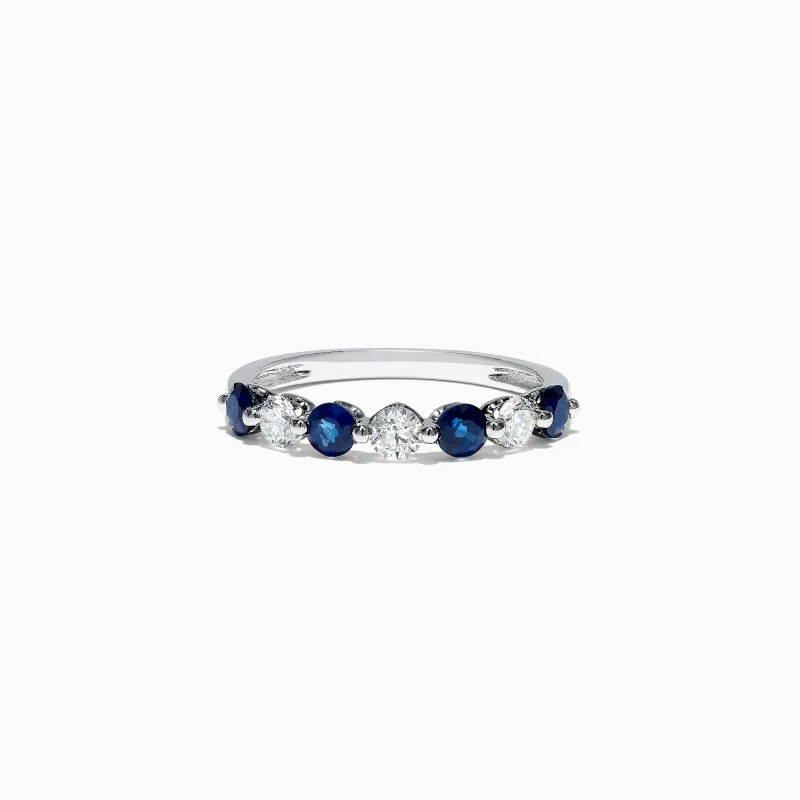 Royale Bleu 14K White Gold Blue Sapphire and Diamond Ring, 0.96 TCW sold by Effy