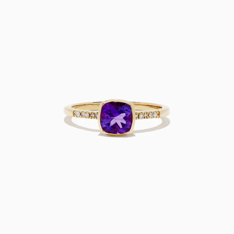 14K Yellow Gold Amethyst and Diamond Ring, 0.75 TCW sold by Effy