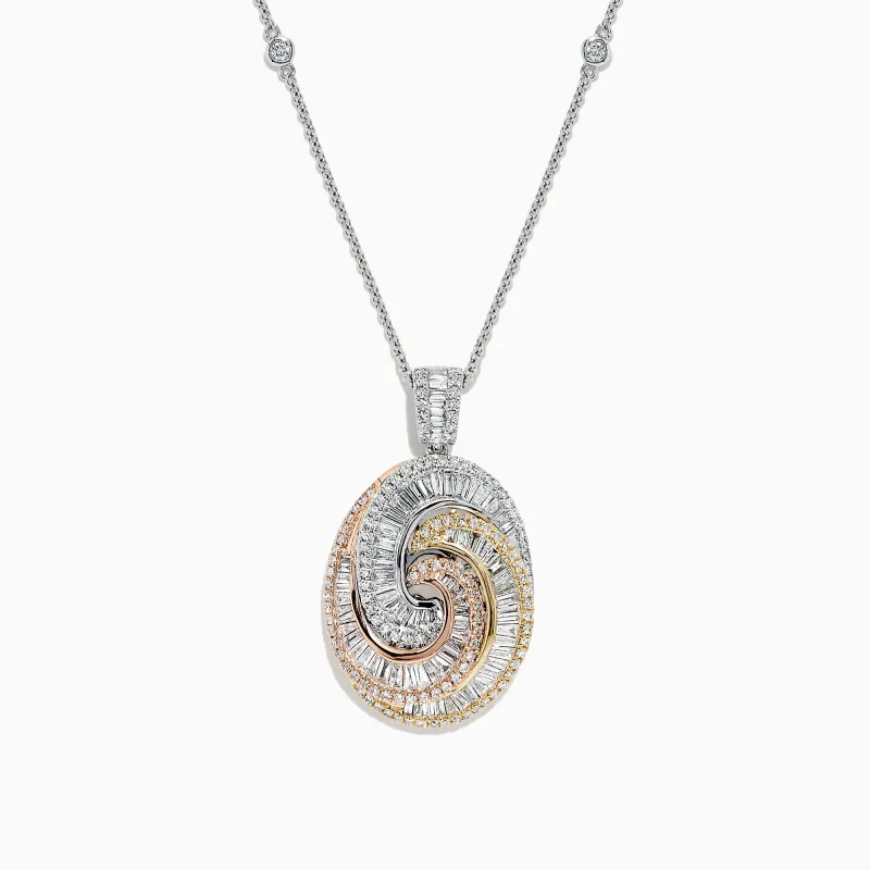 Trio 14K Tri Color Gold Diamond Swirl Pendant, 1.28 TCW sold by Effy
