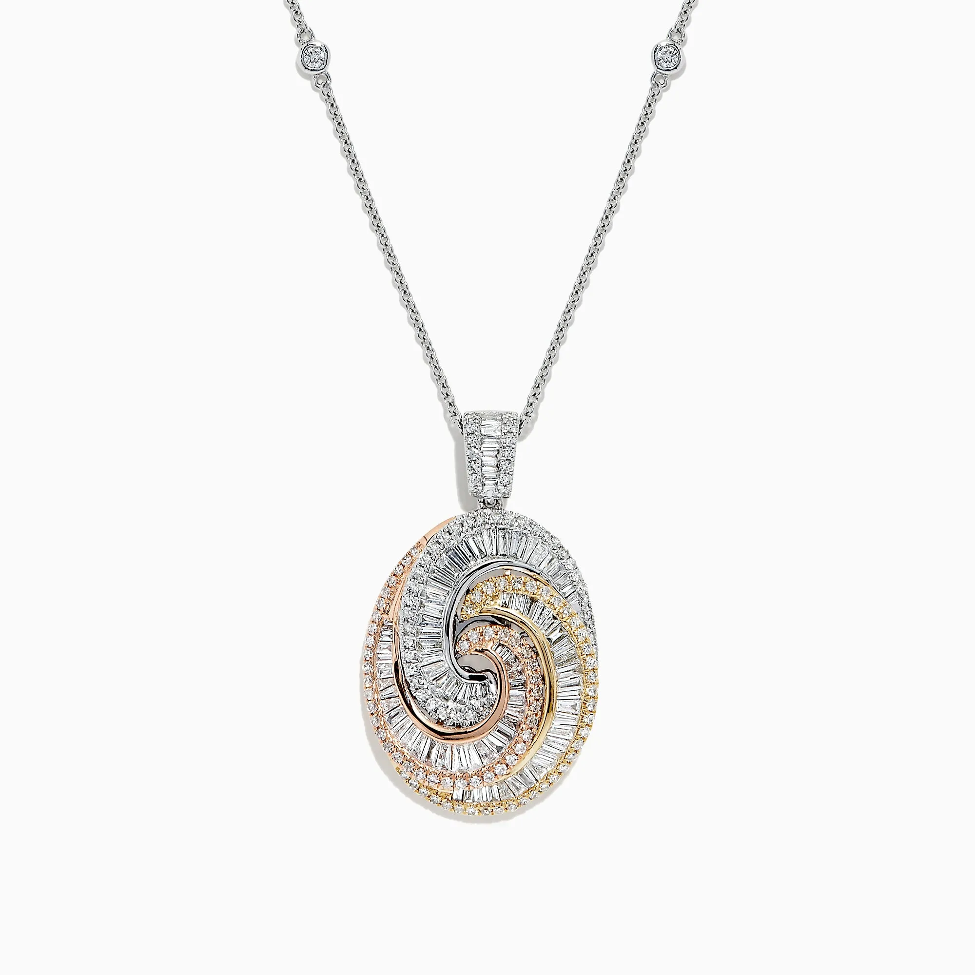 Trio 14K Tri Color Gold Diamond Swirl Pendant, 1.28 TCW sold by Effy
