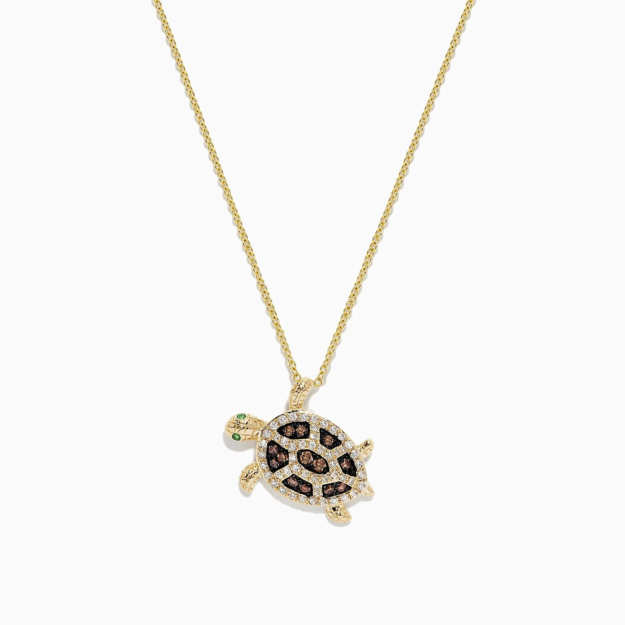 Seaside 14K Gold Espresso & White Diamond Turtle Pendant, 0.42 TCW sold by Effy