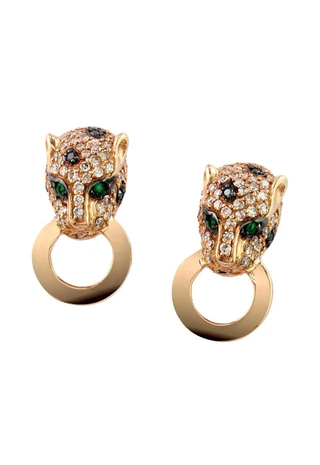 Signature 14K Rose Gold Diamond & Emerald Earrings, 0.65 TCW sold by Effy