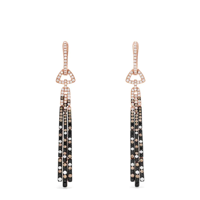 14K Gold Black, Espresso & White Diamond Tassel Drop Earrings, 1.51 TCW sold by Effy