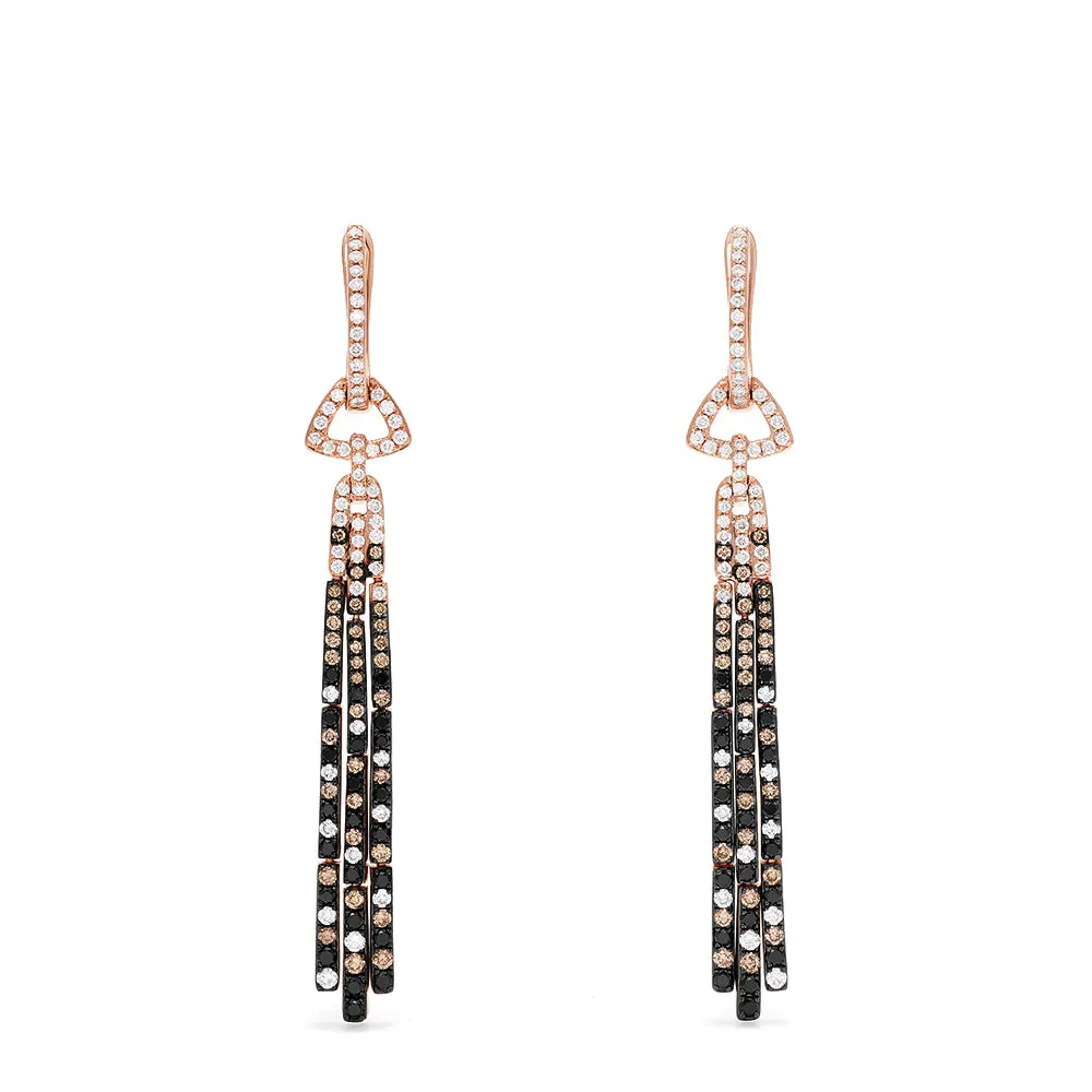 14K Gold Black, Espresso & White Diamond Tassel Drop Earrings, 1.51 TCW sold by Effy