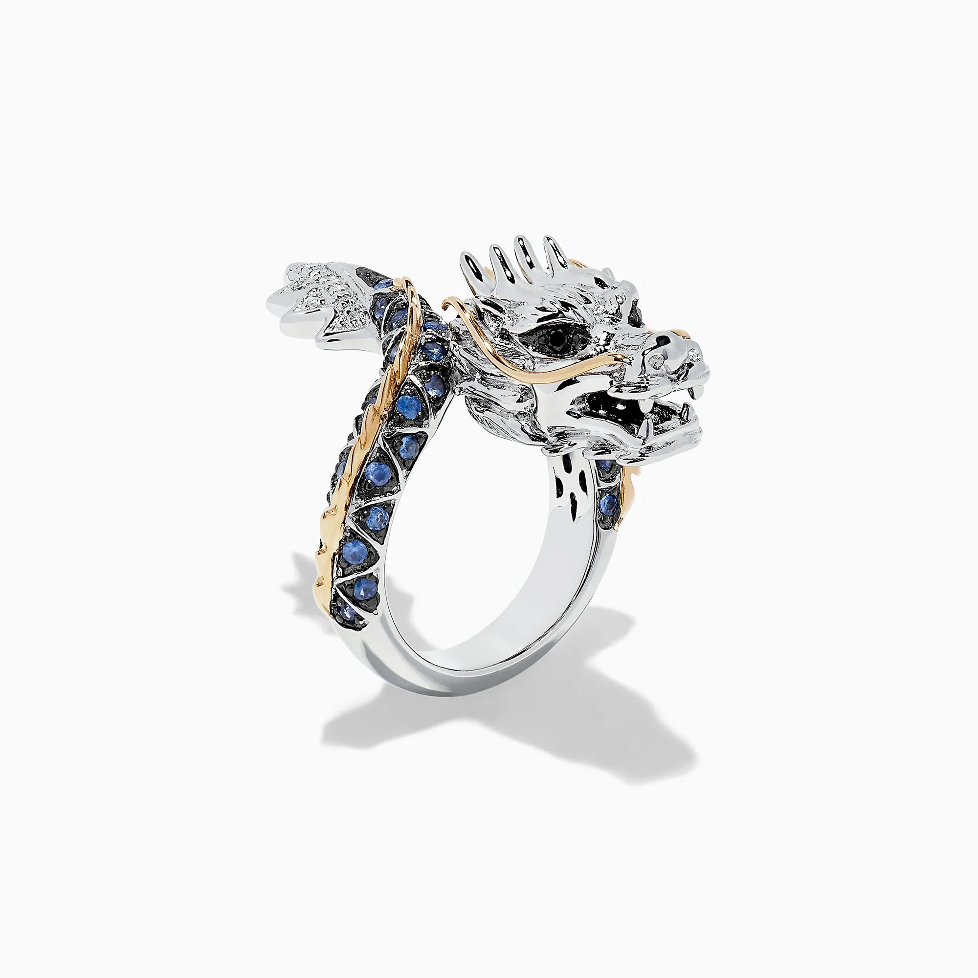 Safari Sterling Silver and 14K Gold Sapphire Dragon Ring, 0.79 TCW sold by Effy
