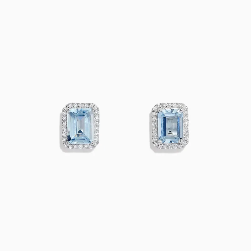 Aquarius 14K White Gold Aquamarine and Diamond Earrings, 2.80 TCW sold by Effy