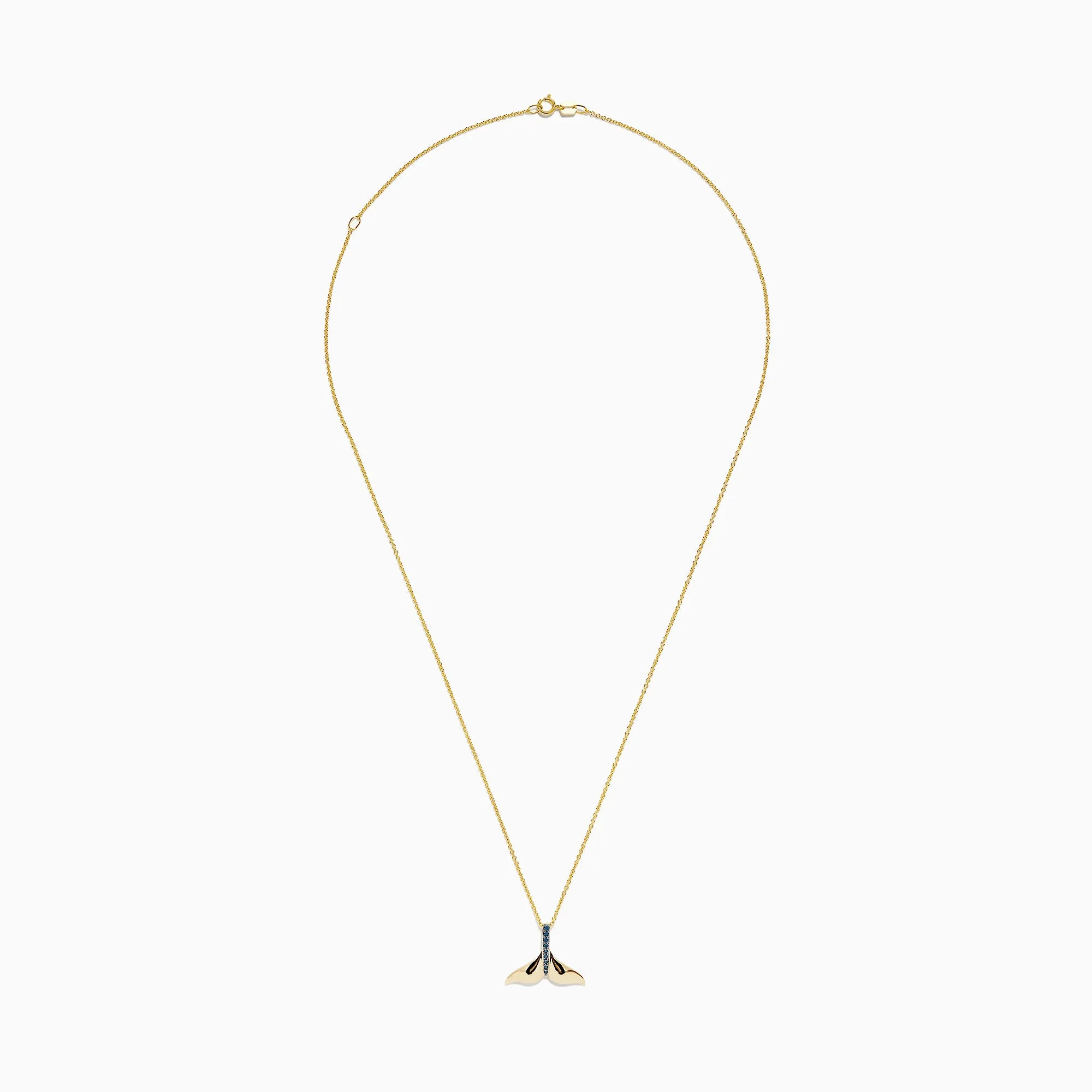 Seaside 14K Yellow Gold Blue Diamond Whale's Tail Pendant, 0.05 TCW sold by Effy product image thumbnail 2