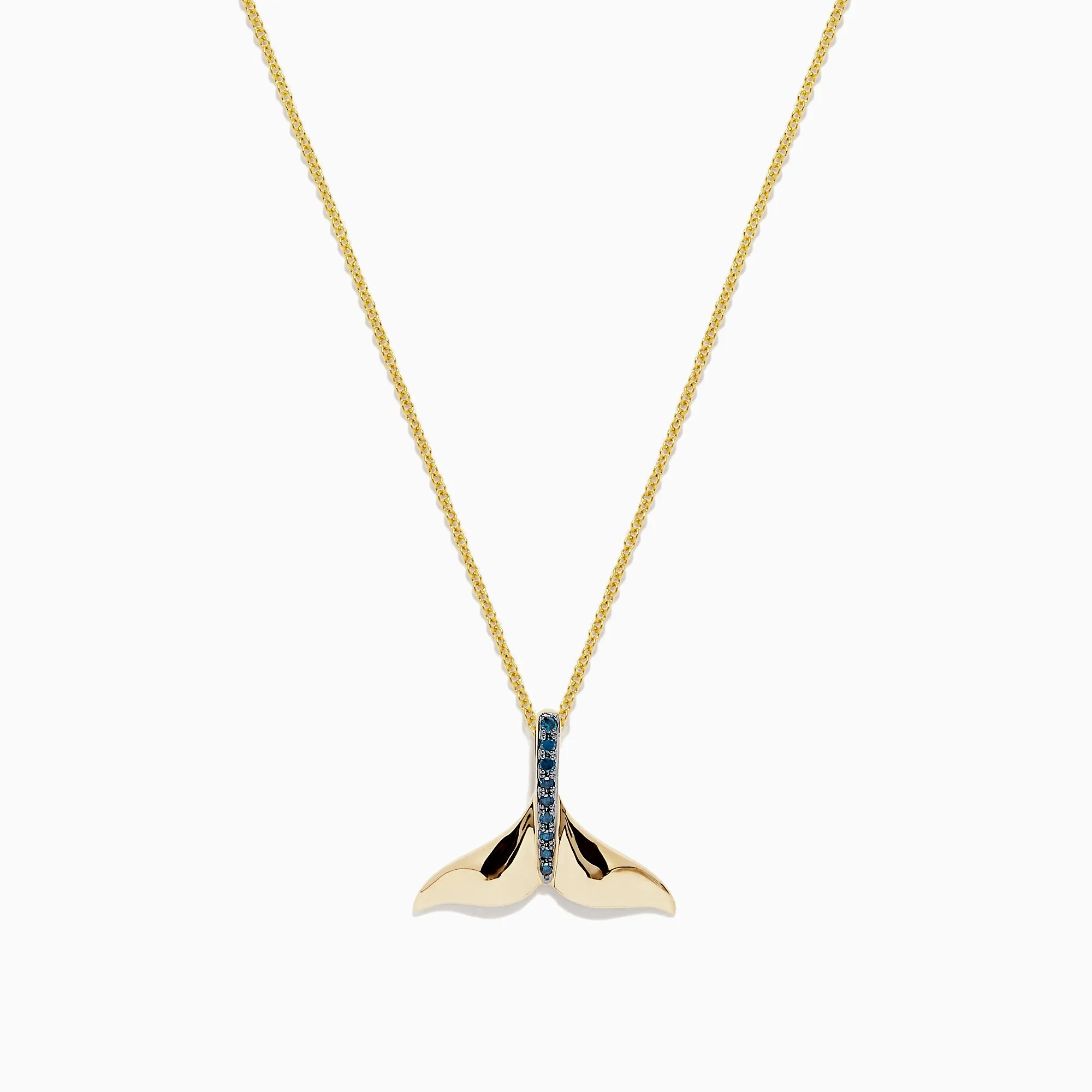 Seaside 14K Yellow Gold Blue Diamond Whale's Tail Pendant, 0.05 TCW sold by Effy