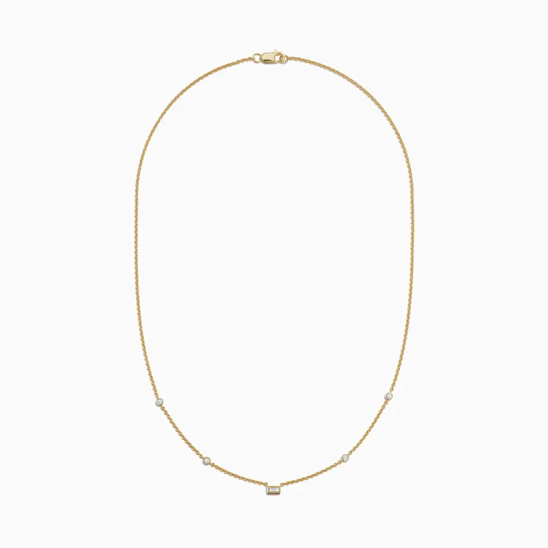 D'Oro 14K Yellow Gold Diamond Station Necklace, 0.23 TCW sold by Effy